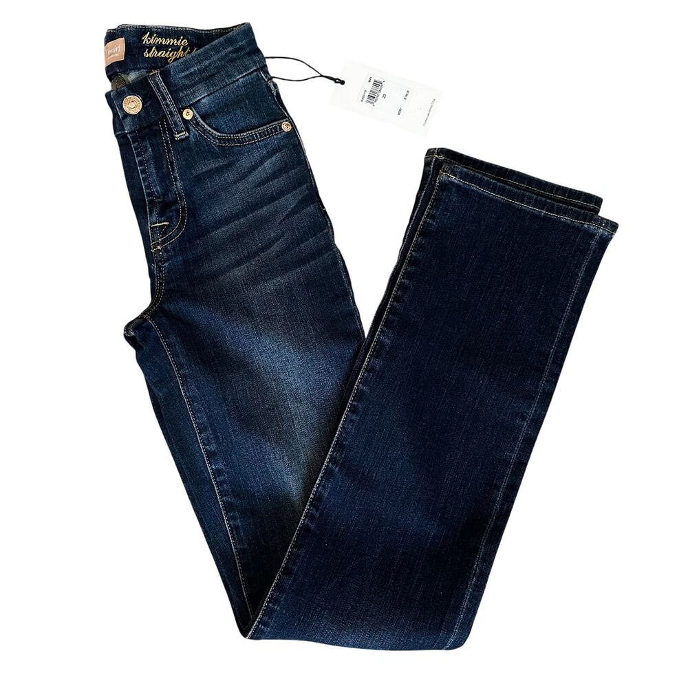 7 Seven For All Mankind Kimmie Mid Rise Straight Leg Dark Jeans Women Sz 23 NWT